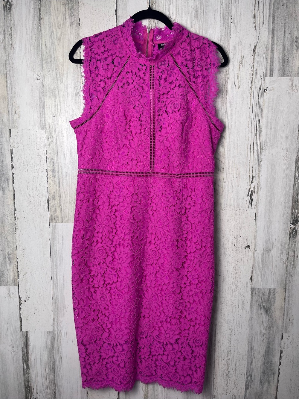 BARDOT Lace Sheath Cocktail Dress In Magenta Pink 10/Large - Picture 2 of 9
